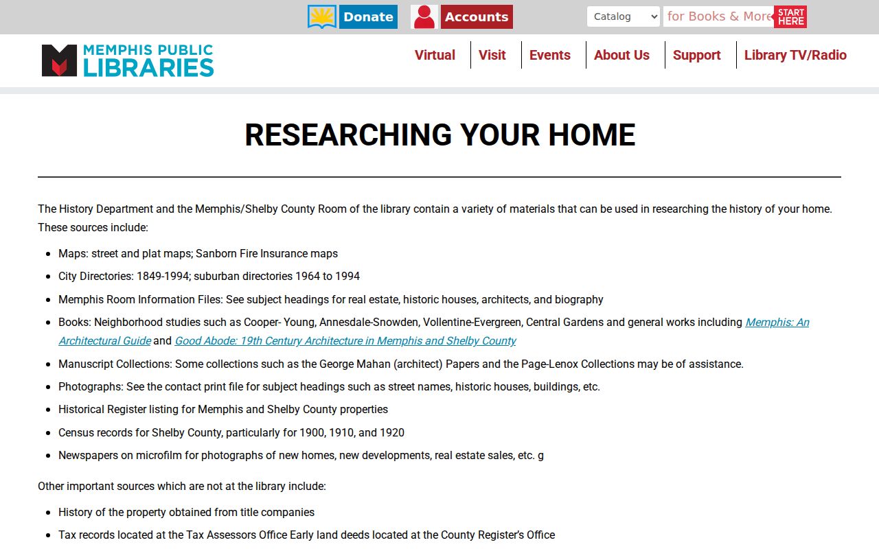 Collierville previous residents research guidance from the Memphis Public Libraries house-history collection