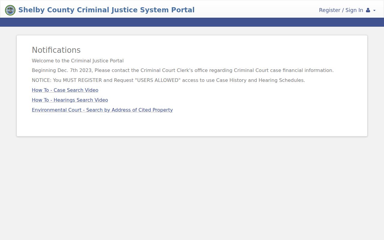Collierville residents directory Shelby County CJS court search portal