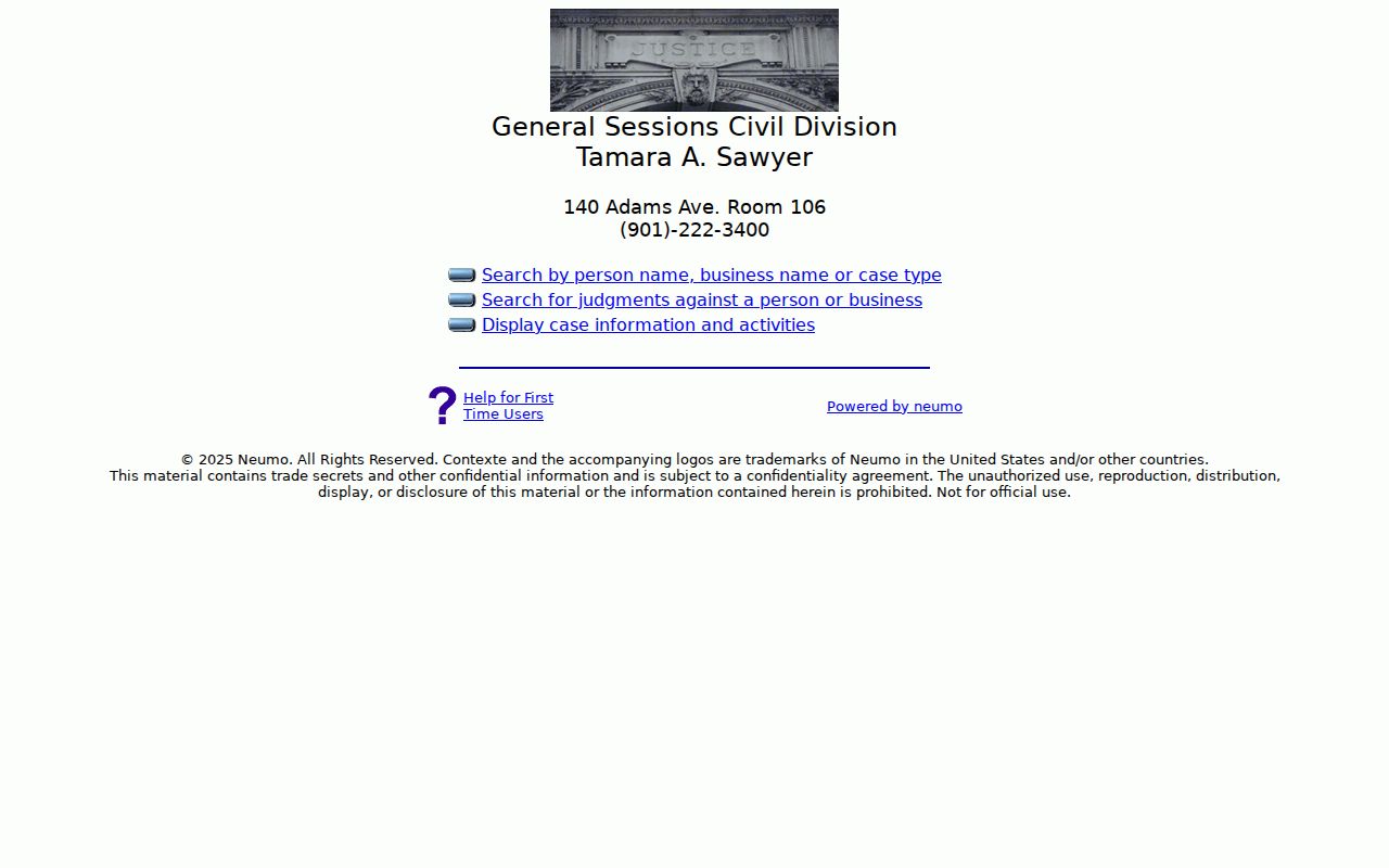 Collierville resident lookup through the Shelby General Sessions Civil public inquiry screen