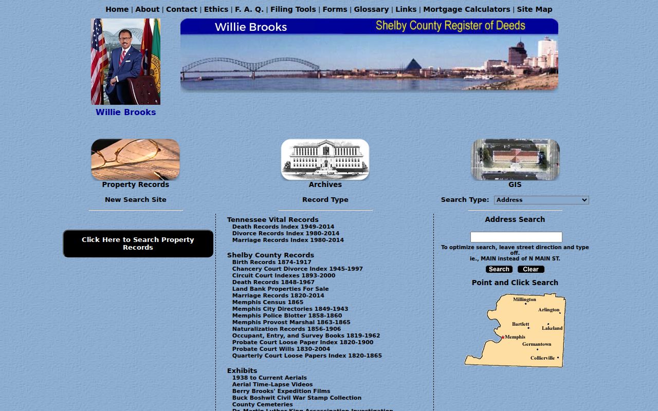 Collierville neighbors property-record search at the Shelby Register portal
