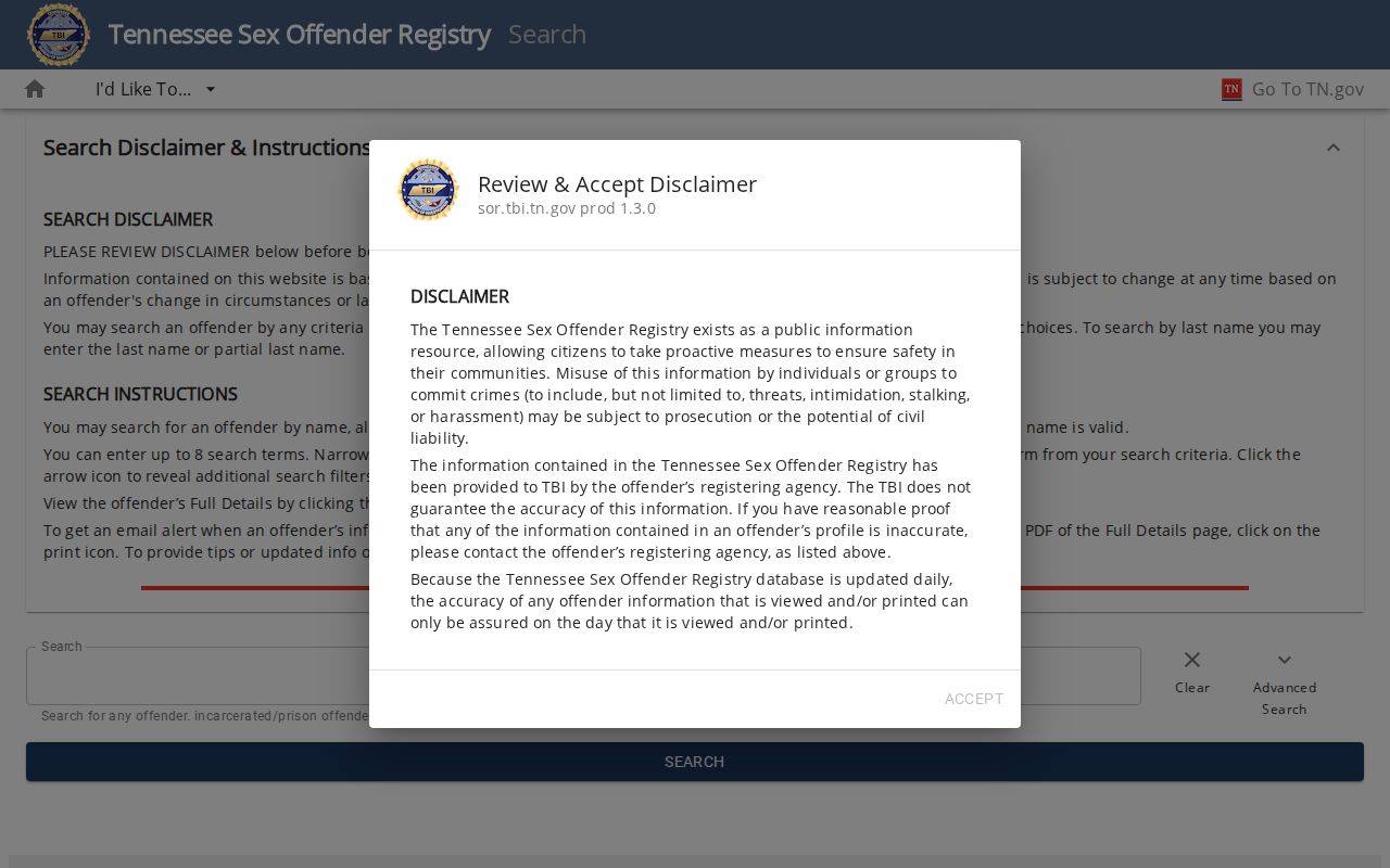 Collierville residents directory Tennessee TBI official registry search
